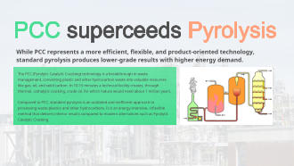 PCC superceeds Pyrolysis The PCC (Pyrolytic Catalytic Cracking) technology is a breakthrough in waste management, converting plastic and other hydrocarbon waste into valuable resources like gas, oil, and solid carbon. In 10-15 minutes a technical facility creates, through thermal, cathalytic cracking, crude oil, for which nature would need about 1 million years. Compared to PCC, standard pyrolysis is an outdated and inefficient approach to processing waste plastics and other hydrocarbons. It is an energy-intensive, inflexible method that delivers inferior results compared to modern alternatives such as Pyrolytic Catalytic Cracking. While PCC represents a more efficient, flexible, and product-oriented technology, standard pyrolysis produces lower-grade results with higher energy demand.